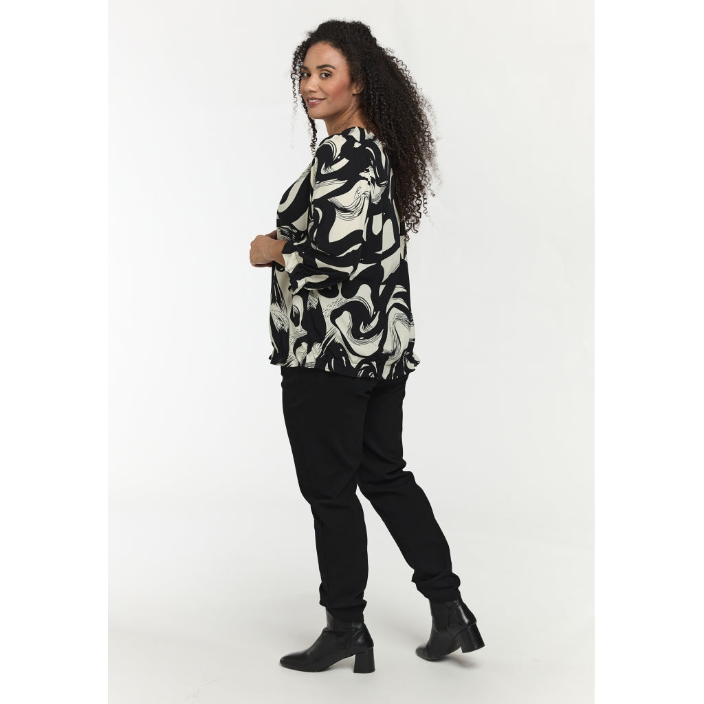 Studio SFarzana Blouse Blouse Black with white design