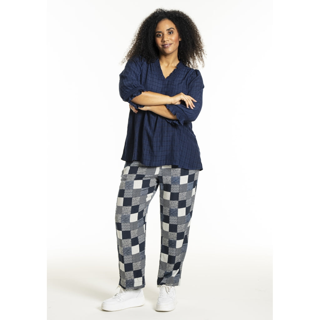 Studio SFeodora Blouse with smock neck Blouse Navy