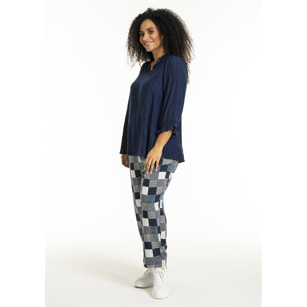 Studio SFeodora Blouse with smock neck Blouse Navy
