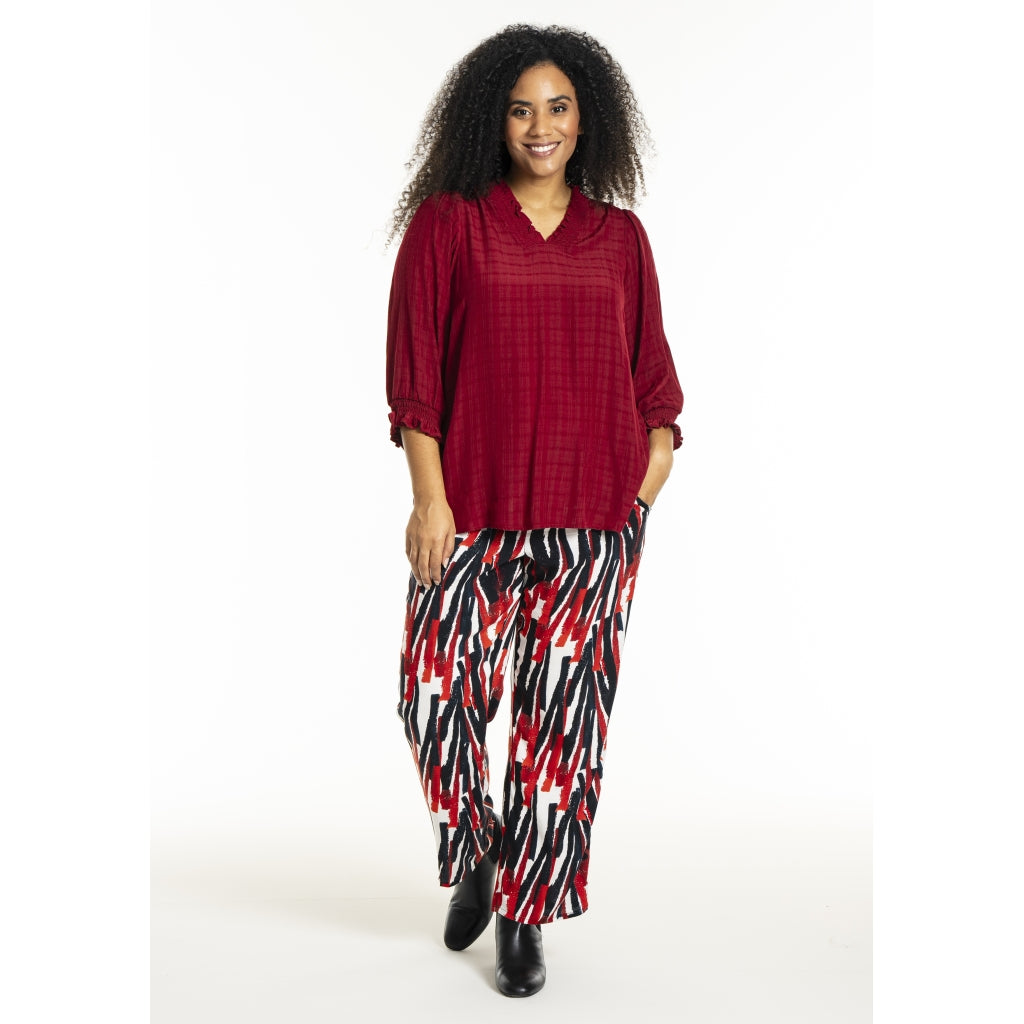 Studio SFeodora Blouse with smock neck Blouse Red