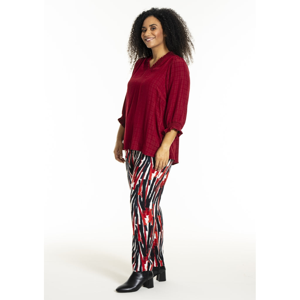 Studio SFeodora Blouse with smock neck Blouse Red