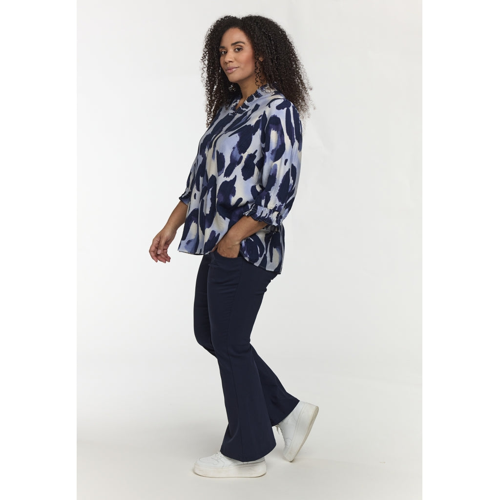 Studio SFeodora Blouse with smock neck Blouse Blue clouds