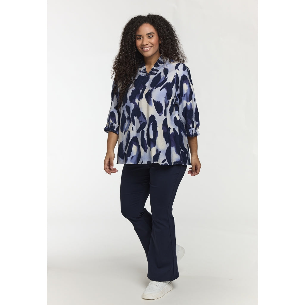 Studio SFeodora Blouse with smock neck Blouse Blue clouds
