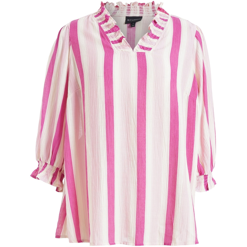 Studio SFeodora Blouse with smock neck Blouse White/pink stripe