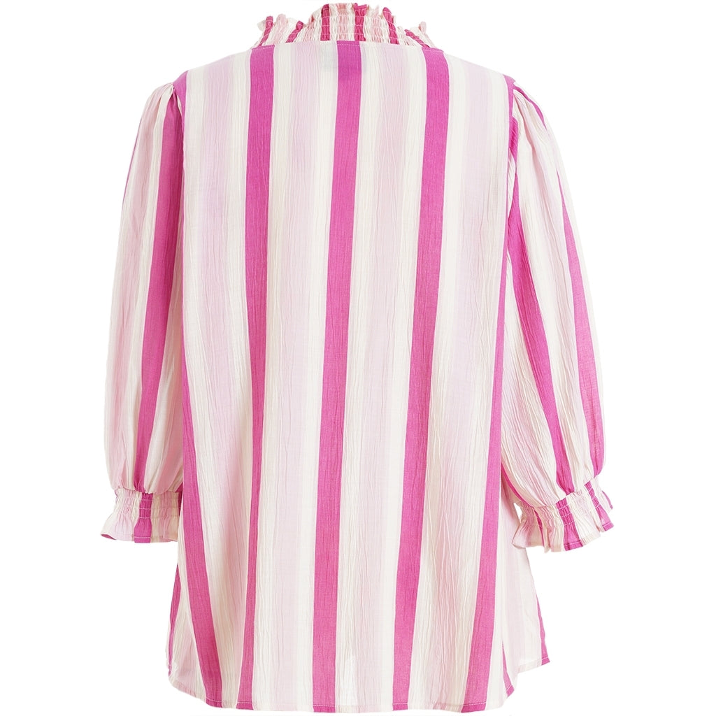 Studio SFeodora Blouse with smock neck Blouse White/pink stripe