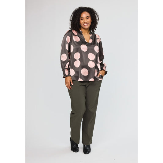Studio SHannah Shirt Shirt Black with rose large dot