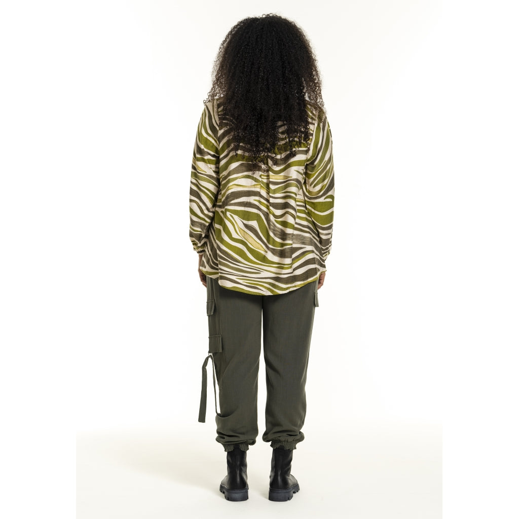 Studio SInette Blouse Blouse Offwhite with green pattern