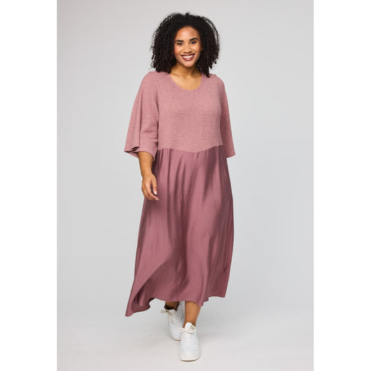 Studio SYrsa Long Dress with knit Long Dress Rose